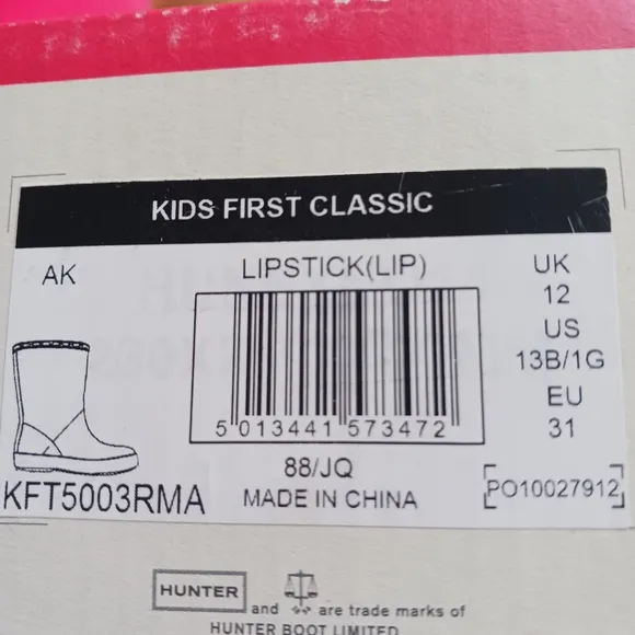 Euc kids size UK 12 pink boots by Hunter