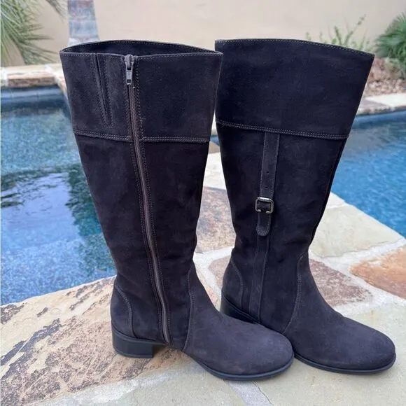 EUC La Canadienne woman’s passion boot brown suede Midcalf Boots SZ 7.5