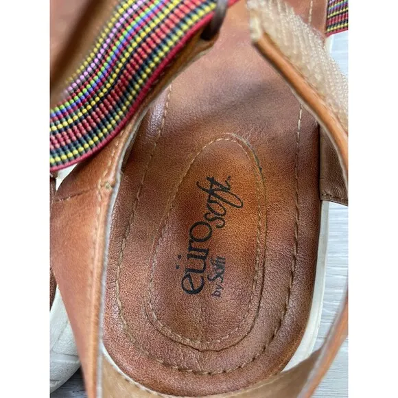 Eurosoft Clarice ES0023200 Women's Brown Leather Ankle  Slingback Sandal 8.5