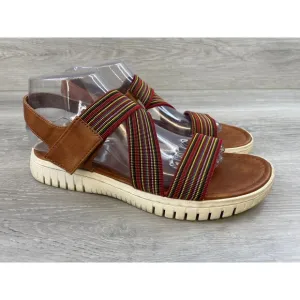 Eurosoft Clarice ES0023200 Women's Brown Leather Ankle  Slingback Sandal 8.5