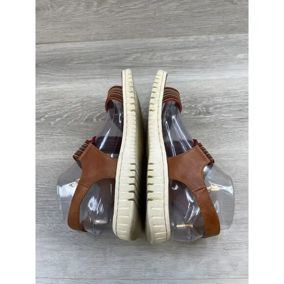 Eurosoft Clarice ES0023200 Women's Brown Leather Ankle  Slingback Sandal 8.5