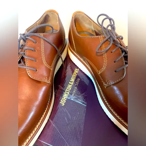 Excluded: Johnston &amp; Murphy Upton Brown Leather Oxford Shoes