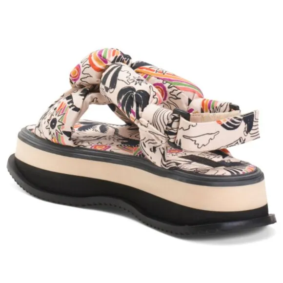 FARM Rio Brazil Scarf Print Platform Sandals Beach Puffy Shoes 9 40 HOST PICK
