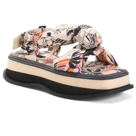 FARM Rio Brazil Scarf Print Platform Sandals Beach Puffy Shoes 9 40 HOST PICK