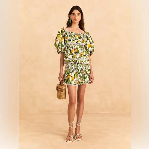 Farm Rio Off-White Fruit Orchard Mini Skirt