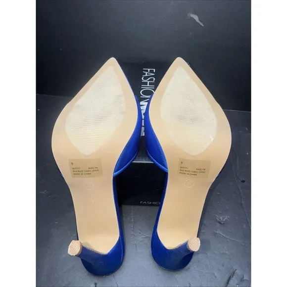 Fashion Nova Heels Energy Pointed Mules Blue Womens Shoe Size 9 New