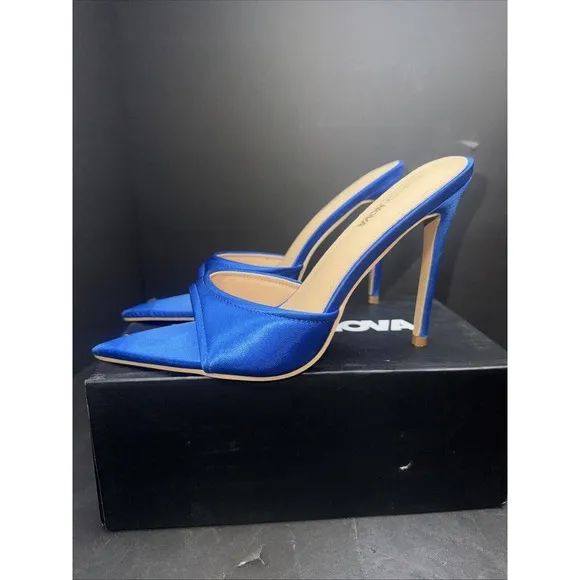 Fashion Nova Heels Energy Pointed Mules Blue Womens Shoe Size 9 New