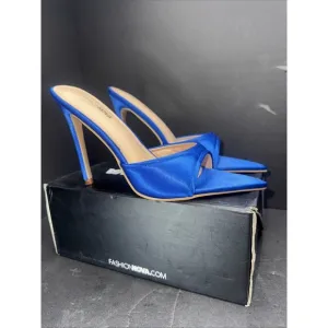 Fashion Nova Heels Energy Pointed Mules Blue Womens Shoe Size 9 New