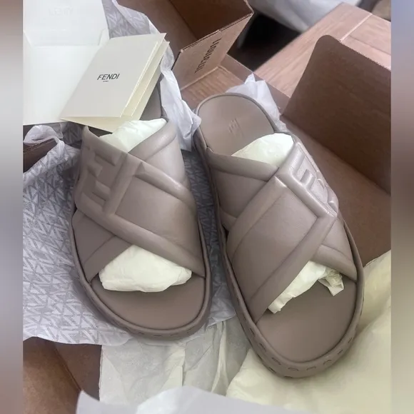 Fendi Beige FF Logo Sandal