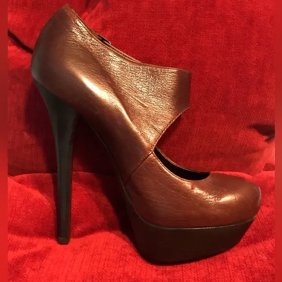 FENDI COGNAC JARDIN PLATFORM LEATHER MARYJANE PUMPS SZ 37 (7)