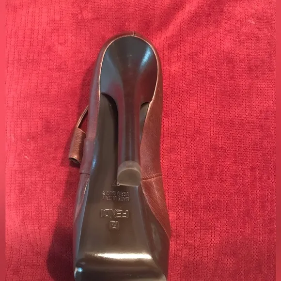 FENDI COGNAC JARDIN PLATFORM LEATHER MARYJANE PUMPS SZ 37 (7)