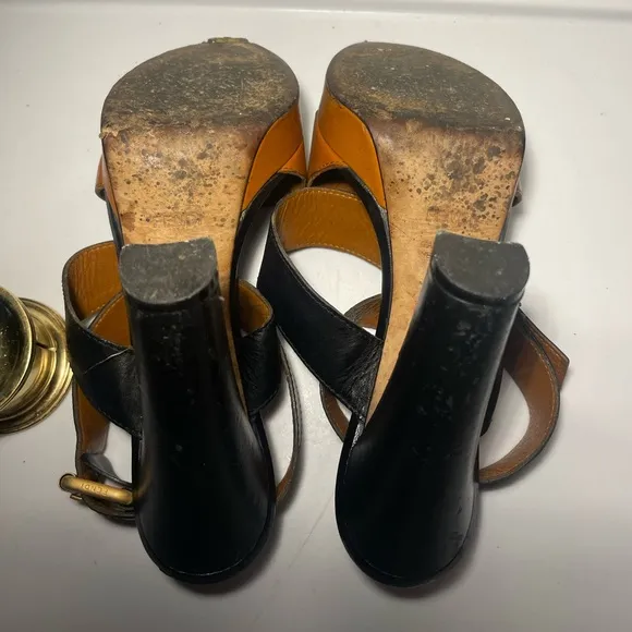FENDI shoes / FENDI platform heels / colors black / brown sz 38 as is
