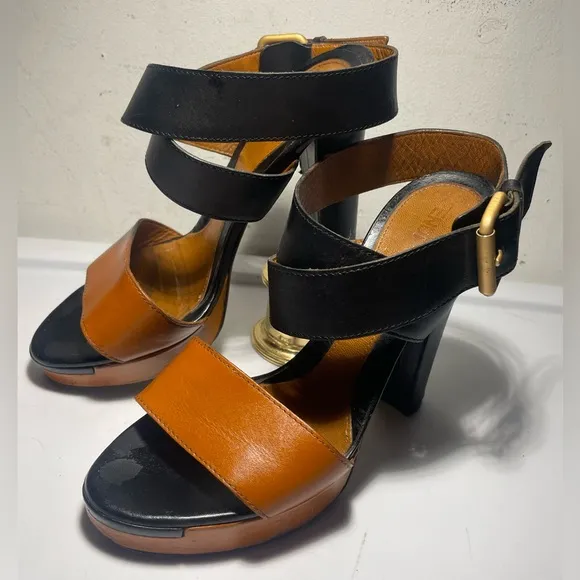 FENDI shoes / FENDI platform heels / colors black / brown sz 38 as is