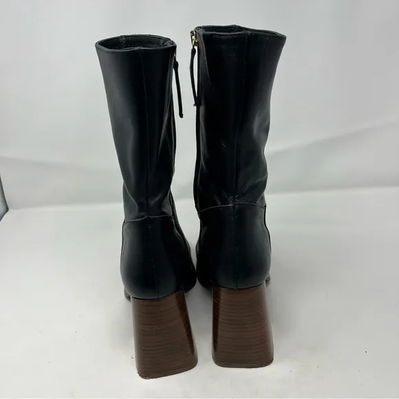 Feners La Retro Noir Black Leather Platform Boots Womens Size 40 / US 9.5