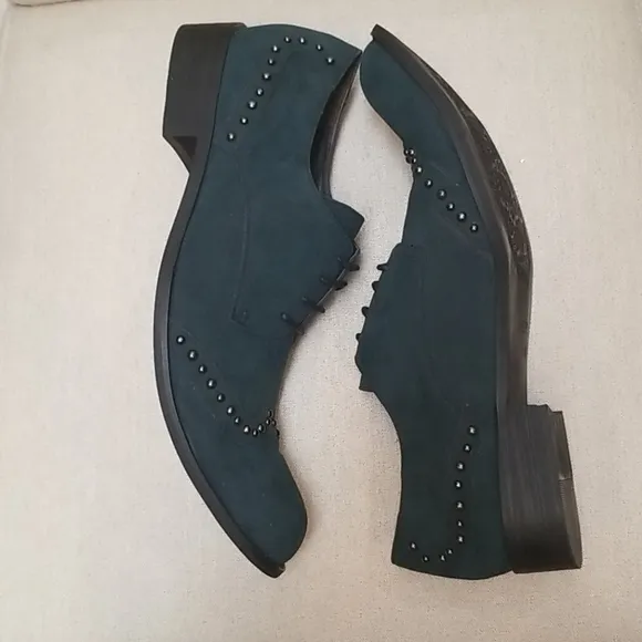 Fiesso Green Velvet Shoes with Metal Studs FI8430 Size 13