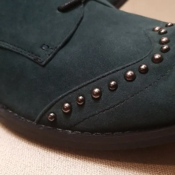 Fiesso Green Velvet Shoes with Metal Studs FI8430 Size 13
