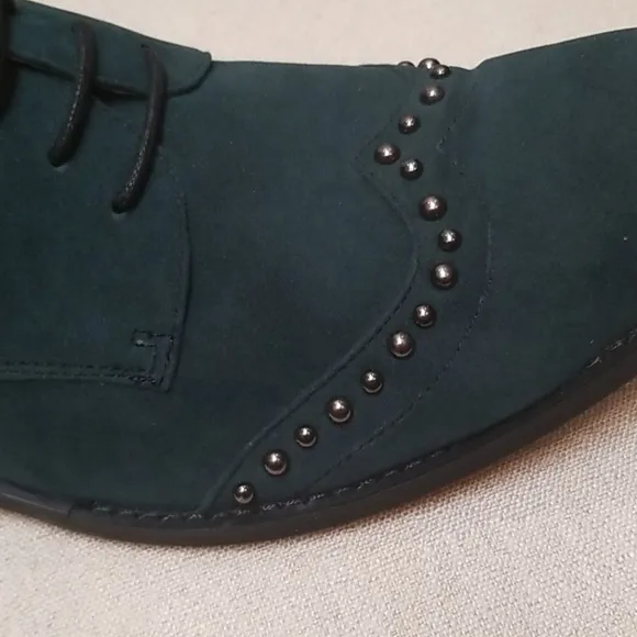 Fiesso Green Velvet Shoes with Metal Studs FI8430 Size 13