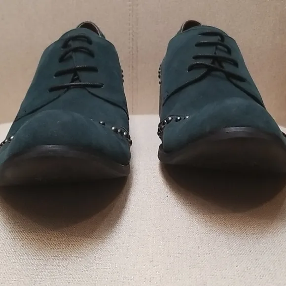 Fiesso Green Velvet Shoes with Metal Studs FI8430 Size 13