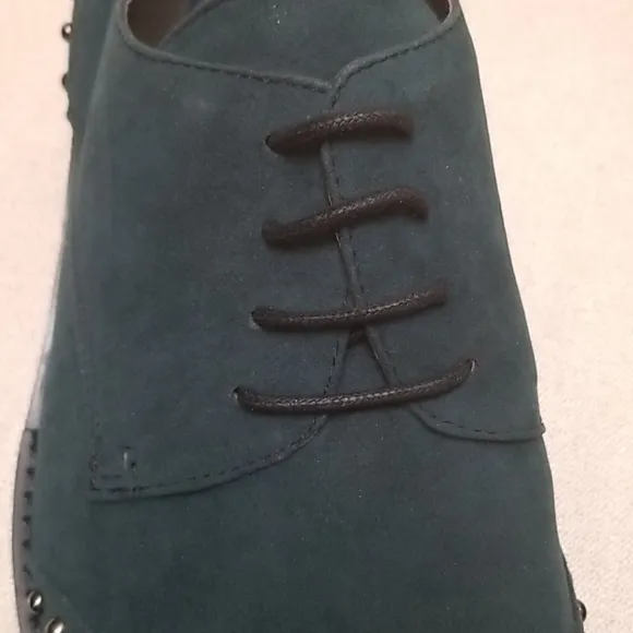 Fiesso Green Velvet Shoes with Metal Studs FI8430 Size 13