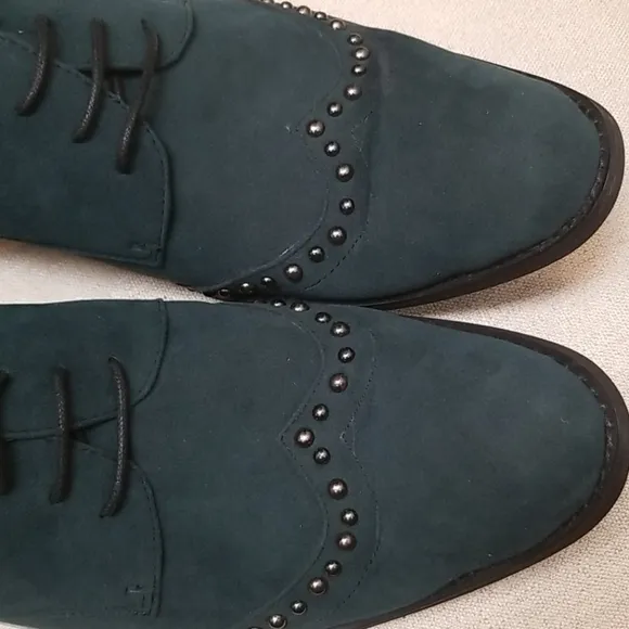 Fiesso Green Velvet Shoes with Metal Studs FI8430 Size 13