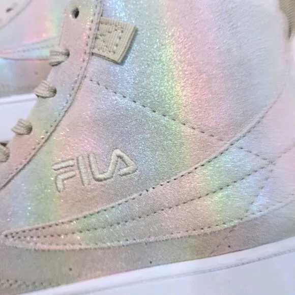 Fila Gennaio Prism Leather Suede Sneaker Women's Sz 9.5 Metallic Rainbow High
