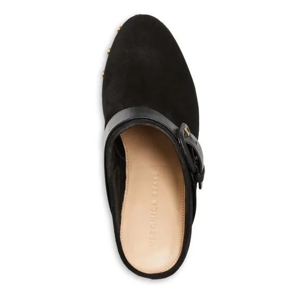 🔥🔥FIRE SALE 🔥🔥VERONICA BEARD Black Suede Clogs with Gold Accents