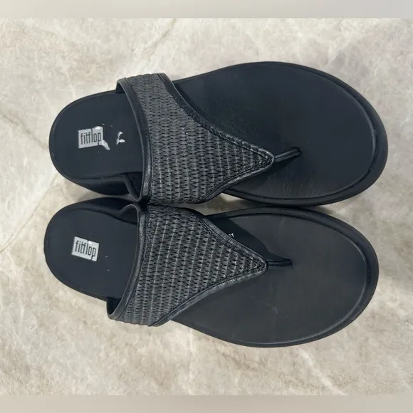 Fitflop, F-MODE Woven Flatform Toe-Post Sandals