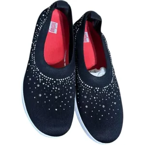 FitFlop Women's Uberknit Black Ombre Crystal Ballerinas Flats Slip On Shoes 11