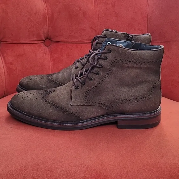 Flag Ltd. Wing Tip Brown Leather Suede Men's Boots Size 11.5
