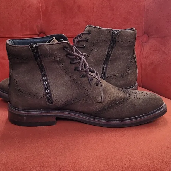 Flag Ltd. Wing Tip Brown Leather Suede Men's Boots Size 11.5