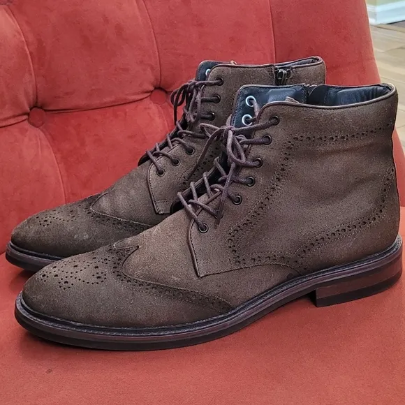 Flag Ltd. Wing Tip Brown Leather Suede Men's Boots Size 11.5