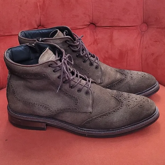 Flag Ltd. Wing Tip Brown Leather Suede Men's Boots Size 11.5