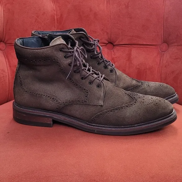 Flag Ltd. Wing Tip Brown Leather Suede Men's Boots Size 11.5