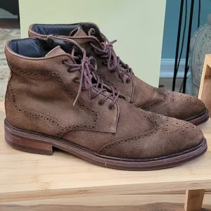 Flag Ltd. Wing Tip Brown Leather Suede Men's Boots Size 11.5