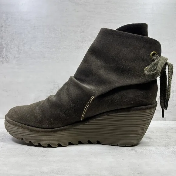 Fly London Yama Suede Wedge Boots - Women's Size EU 42 / US 11