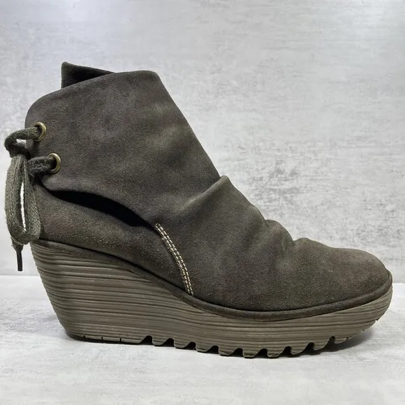 Fly London Yama Suede Wedge Boots - Women's Size EU 42 / US 11