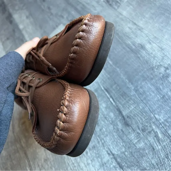 Footskins USA Brown Leather Lace-Up Shoes Cushion Insoles Size 14 Made USA