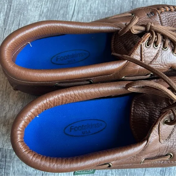 Footskins USA Brown Leather Lace-Up Shoes Cushion Insoles Size 14 Made USA