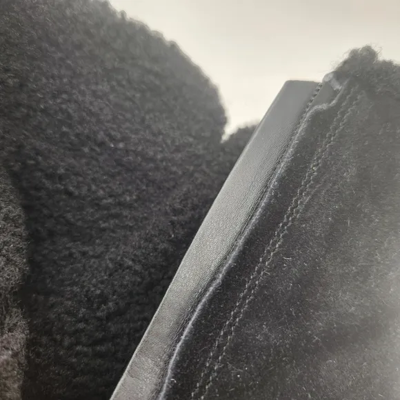 Franco Sarto wedge booties 10M black suede Ulayna ankle boots fuzzy new $185