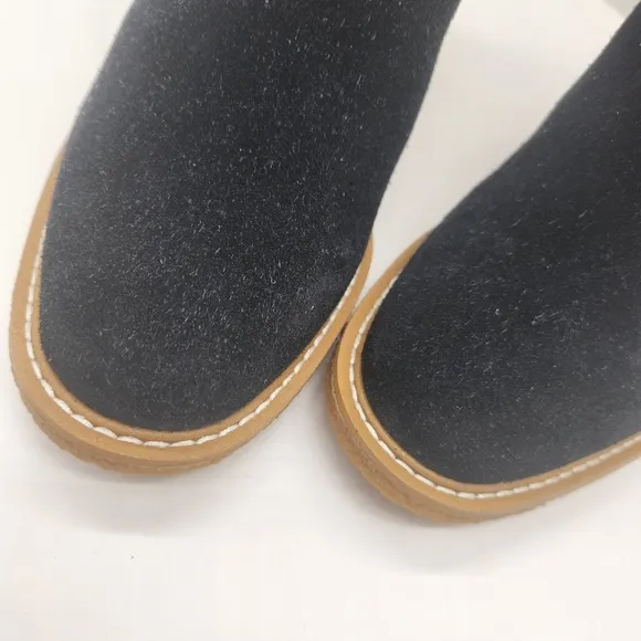 Franco Sarto wedge booties 10M black suede Ulayna ankle boots fuzzy new $185