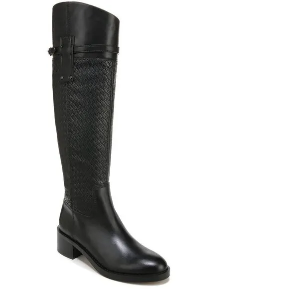 Franco Sarto Womens Colt Black Leather Wide Calf Knee-High Boots Shoes NWT