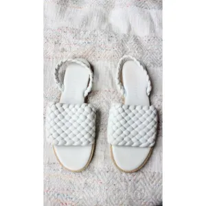 Freda Salvador Vinny White Woven Braided Slingback Sandals Size 37