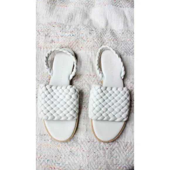 Freda Salvador Vinny White Woven Braided Slingback Sandals Size 37