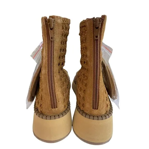 Free People $178 Suede Lace Up Luca Boot Sandal Peep Toe NEW Size 8