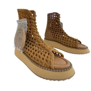 Free People $178 Suede Lace Up Luca Boot Sandal Peep Toe NEW Size 8