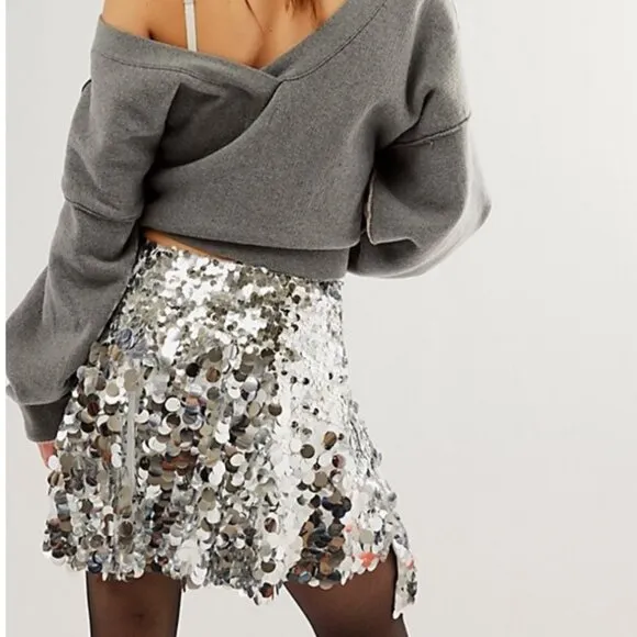 Free People Can't Get Enough Sequin Skirt‎ Size 6  NEW WITH TAG