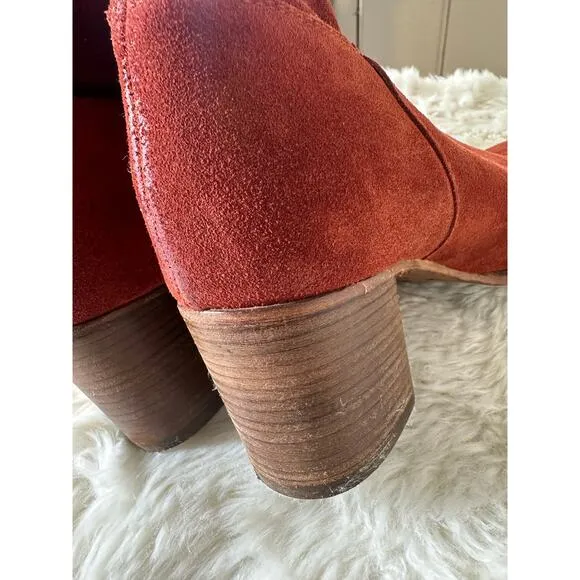 Free People Cleo Slouch Boots Orange/Red Suede Women’s Size EU37/ US6.5