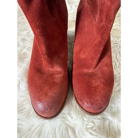 Free People Cleo Slouch Boots Orange/Red Suede Women’s Size EU37/ US6.5
