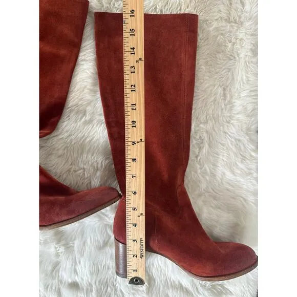 Free People Cleo Slouch Boots Orange/Red Suede Women’s Size EU37/ US6.5