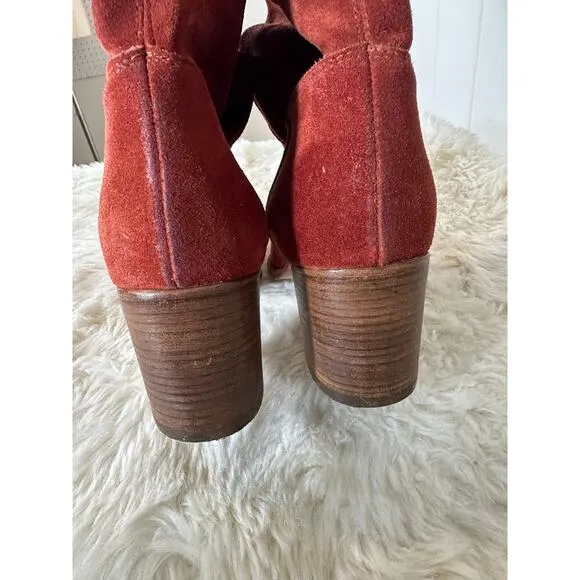 Free People Cleo Slouch Boots Orange/Red Suede Women’s Size EU37/ US6.5